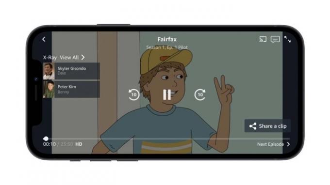 Amazon Prime Videoklip deling på iPhone.