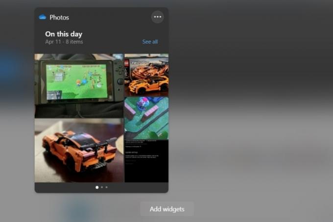 A OneDrive Widget a Windows 11 rendszeren fényképeket jelenít meg.