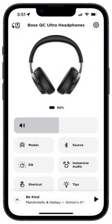 Aplikasi Bose Music di iOS: Layar utama.