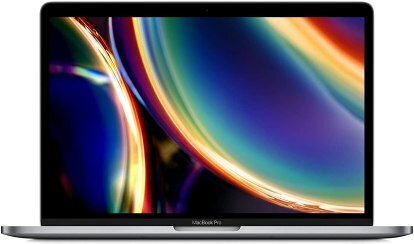 Apple MacBook Pro 13 inci dengan lingkaran warna-warni di layar.