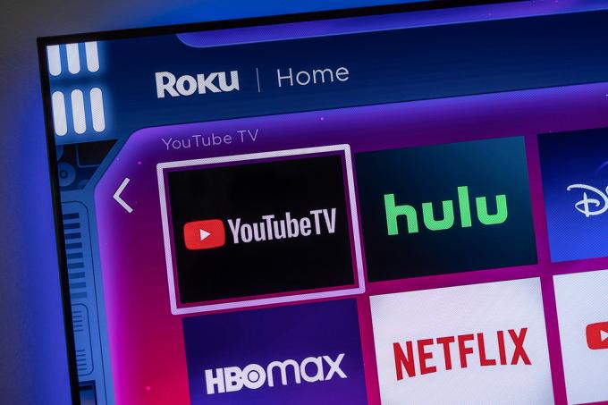 YouTube TV en Hulu-apps op het Roku-startscherm.