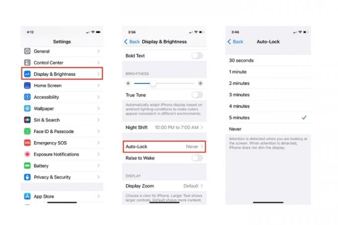 Commandes de verrouillage automatique pour iPhone.