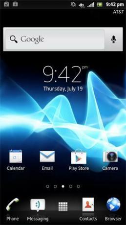 Sony Xperia Ion przegląda zrzut ekranu domowego smartfona z Androidem 2.1