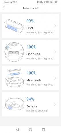 Screenshot dell'app di revisione Roborock S6 Maxv 3 di