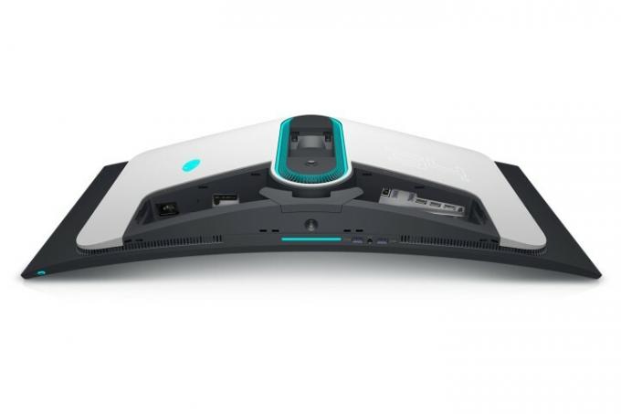 Задняя и нижняя стороны монитора Alienware.