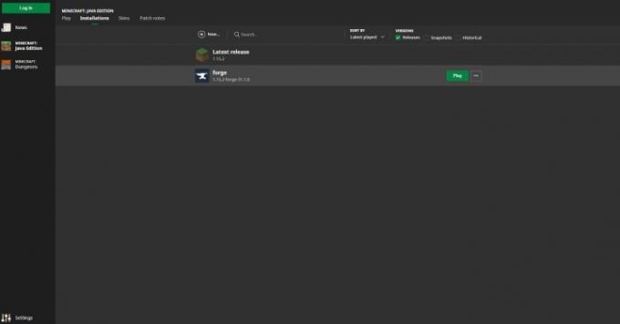 come installare Minecraft Forge installato