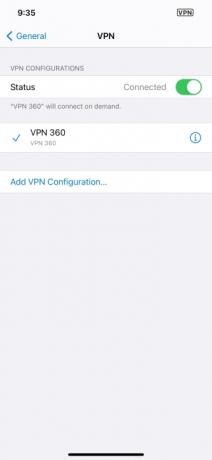 הגדרות VPN מקוריות של iPhone.