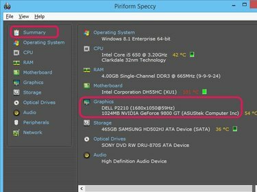 Използвайте Speccy, за да намерите марката и модела на вашата графична карта.