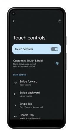 Aplikace Pixel Buds pro Android: dotykové ovládání.