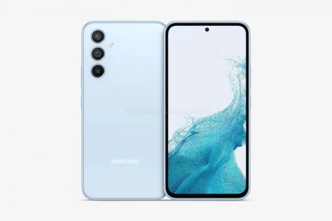 Domnevno razkrita upodobitev telefona Samsung Galaxy A54.