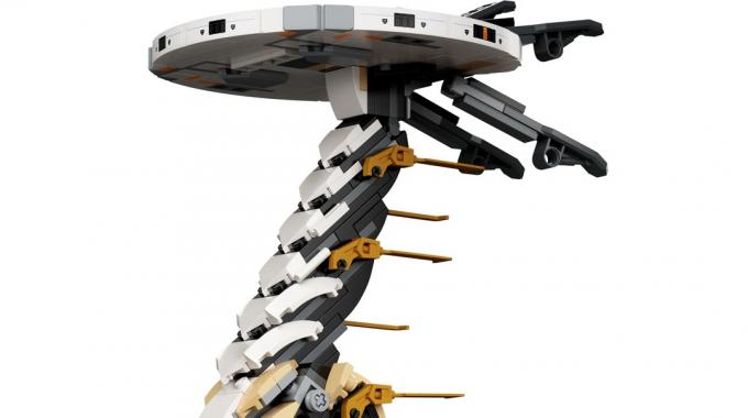 Un Tallneck de Horizon Forbidden West hecho de Legos.