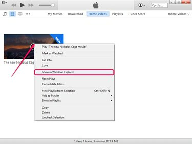 Velge Vis i Windows Utforsker i iTunes.