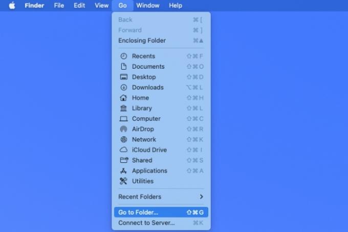 Finder の [移動] メニューの [フォルダ] に移動します。