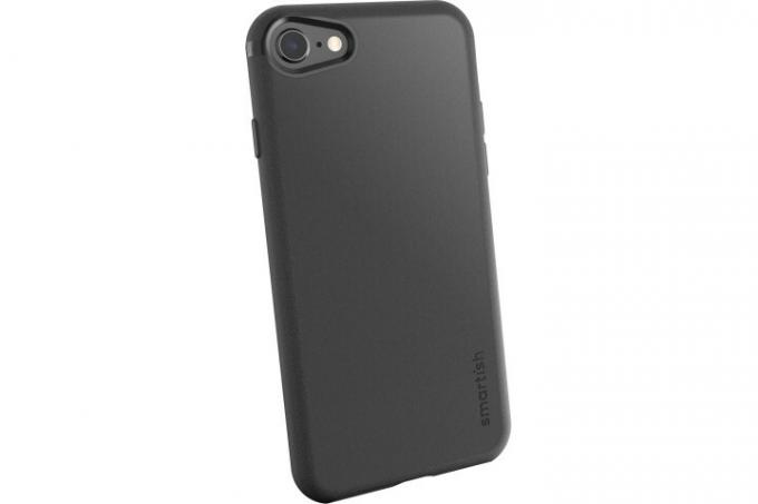 Smartish Slim Case Gripmunk i svart för iPhone SE (2022) som visar fodralets greppvänliga finish.