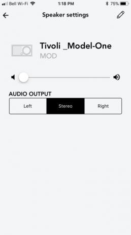 „Tivoli Audio Model One“ skaitmeninės peržiūros programos ekranai 1149