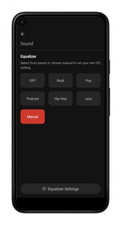 V-Moda Headphone Editor app EQ-skærm.