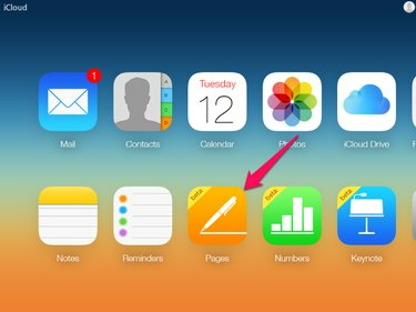 На рабочем столе iCloud отображаются значки приложений iCloud.