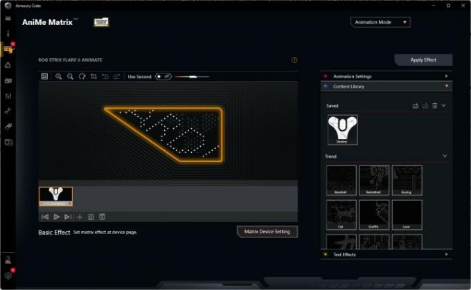 AniMe-inställningar i Asus Armory Crate.
