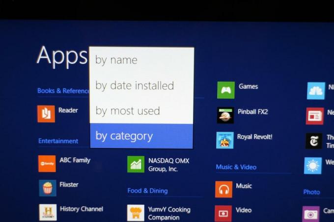 Windows 8 1 forhåndsvisning gennemgå alle apps visningskategorier