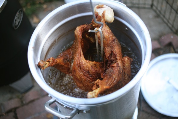 Lowering Fried Turkey