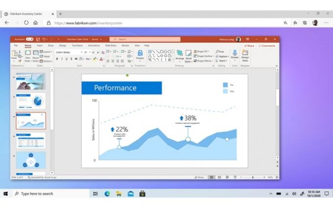 Veebibrauseris töötav Windows 365 pilvarvuti, mis näitab Powerpointi.