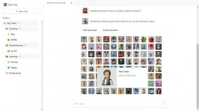 Forefront AI inkluderar ett stort antal premade personas.