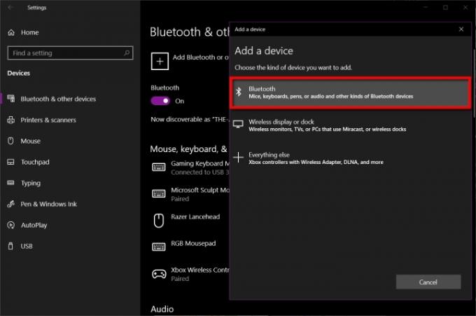 Windows 10 Adăugați dispozitiv Bluetooth