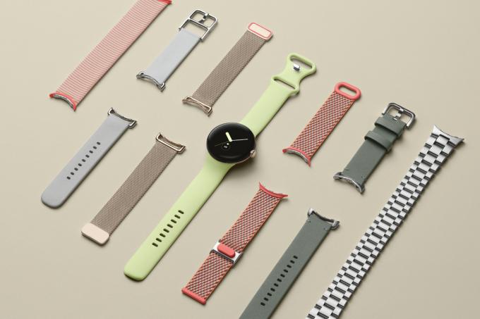 Google Pixel Watch en zijn horlogebandjes.