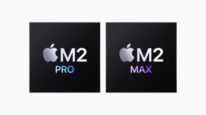 Apple M2 Pro og M2 Max chips ved siden af ​​hinanden.