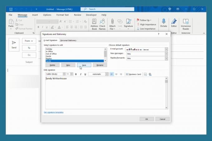 hur man ändrar signatur i Outlook-fönster spara ändrad