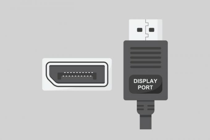 Bild på DisplayPort-kabel och port