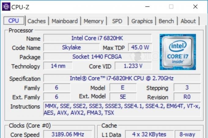 Ferramenta de monitoramento e estresse CPU-Z.