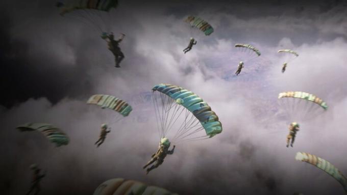 Personagens saltando de paraquedas em Warzone 2.0 Temporada 3.