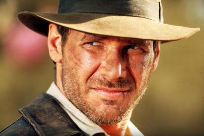 Harrison Ford vo filme Indiana Jones a chrám skazy.