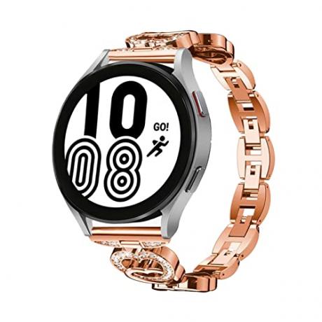 Az Arsh kompatibilis a Samsung Galaxy Watch 5 sávos 40 mm-es 42 mm-es női készülékkel, csere a Galaxy Watch 4 46 mm-es 44 mm-es karkötőjéhez, női 19,5 mm-es karkötőhöz, Bling ötvözetből készült kristály strasszos gyémánt (rózsa arany)