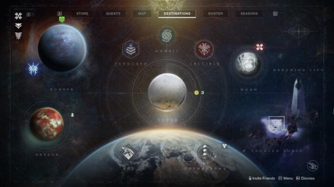 แผนที่จุดหมายปลายทางของ Destiny 2