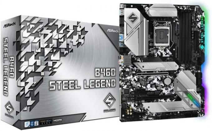 ASRock B460 Steel Legend bundkort og boks.