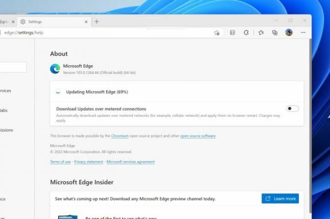 Sidan Om Microsoft Edge är där du kan uppdatera.