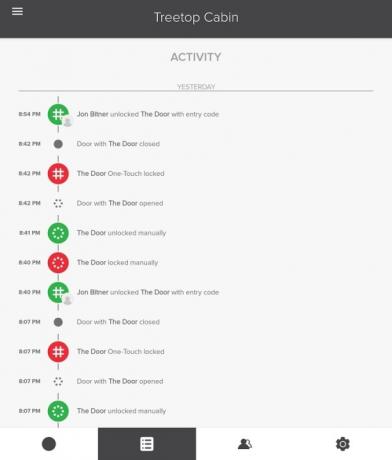 La página de actividades de la aplicación para teléfonos inteligentes de Yale.