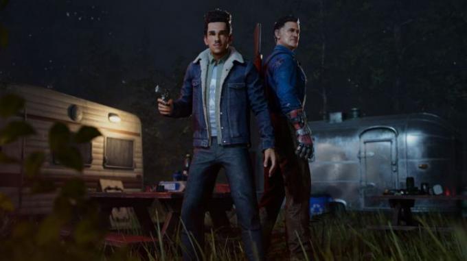 Ash e outro personagem jogável juntos em Evil Dead: The Game