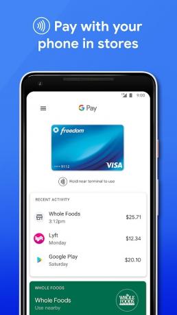 Ekran Google Pay pokazujący Twoją aktywność płatniczą.