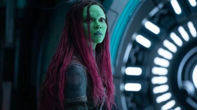 Gamora ser förvånad ut i Guardians of the Galaxy Vol. 3