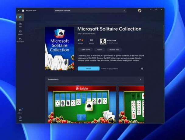 Microsoft Solitaire на Windows 11.