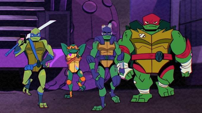 Sestava TMNT v Rise of the Teenage Mutant Ninja Turtles.
