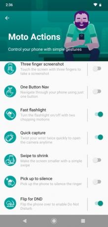 Escolha Moto Actions no seu Moto G7