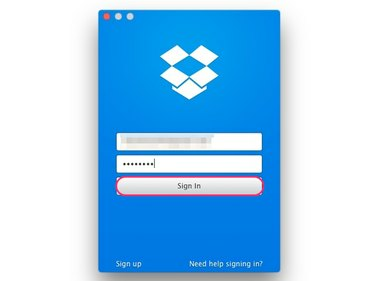 Dropbox for Maci rakendusse sisselogimine