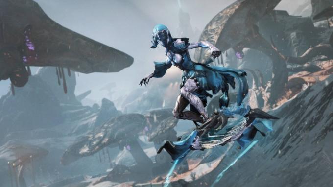 Yareli Warframe montando a Merulina.