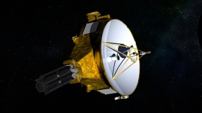 Umelcov dojem z kozmickej lode New Horizons NASA na ceste k stretnutiu s objektom Kuiperovho pásu 2014 MU69 v januári 2019.