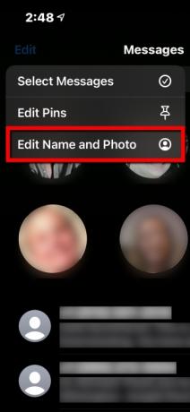 Mensagens da Apple Editar nome e foto