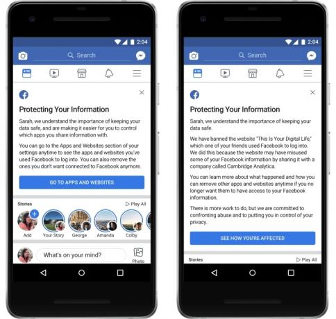 Notificação de privacidade do Facebook 